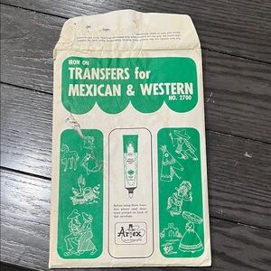 Artex Green and White Iron-On Transfers for Mexican & Western Art